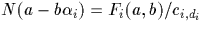 $N(a-b\alpha_i)=F_i(a,b)/c_{i,d_i}$