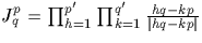 $J^p_q=\prod^{p'}_{h=1} \prod^{q'}_{k=1} \frac{hq-kp}{\vert hq-kp\vert}$
